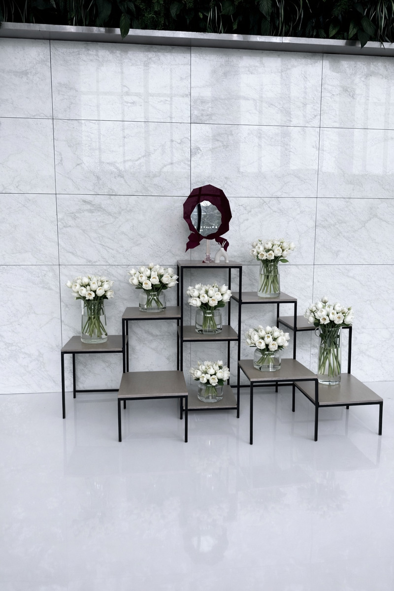 Decorative metal shelving display