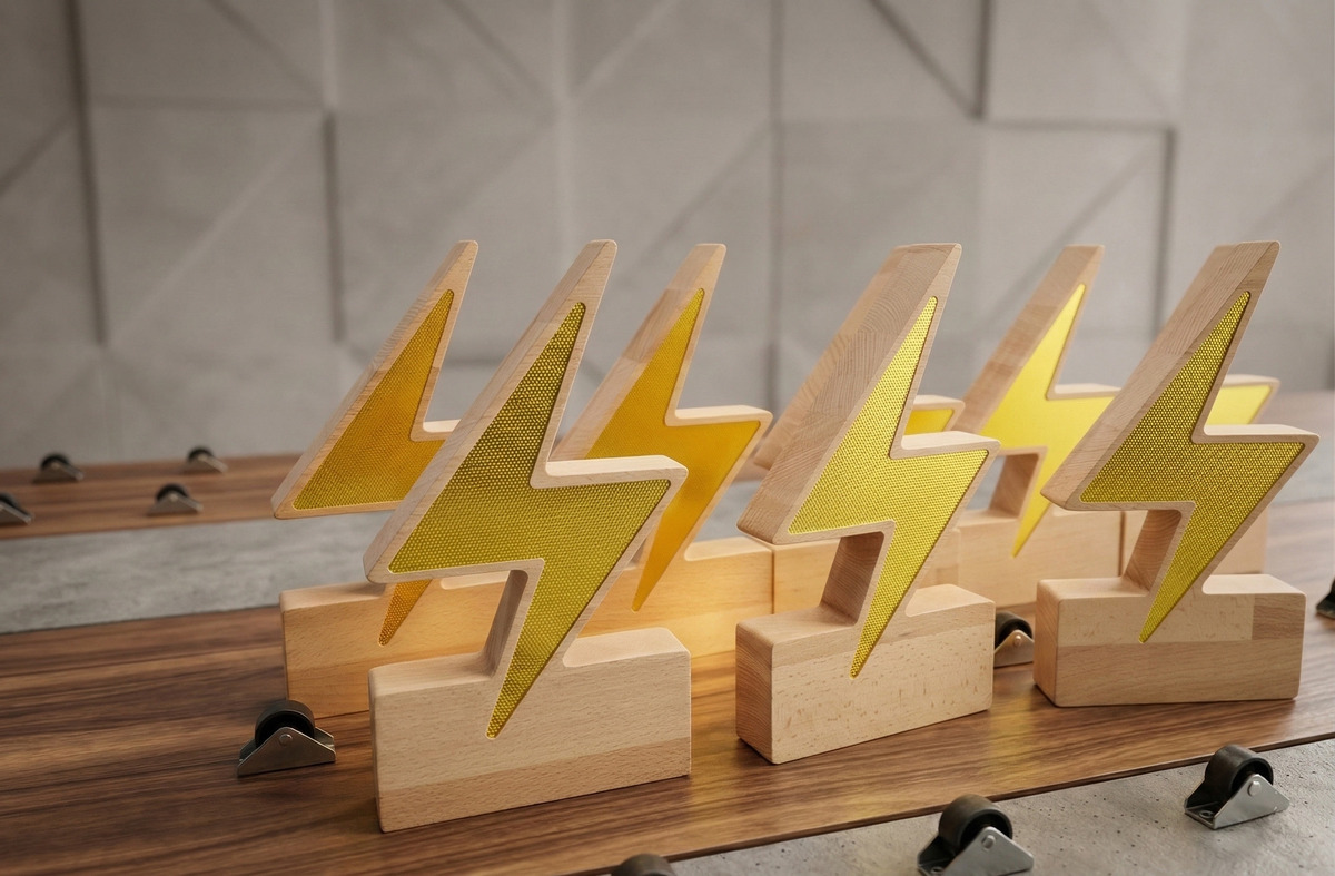 Custom lightning bolt trophies